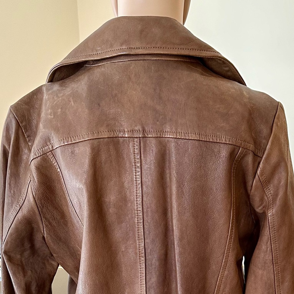 NWT Luxury Minimalist Premium Banana Republic Leather Double Breasted Jacket - Picture 13 of 17